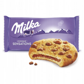 Milka Cookies Sensations sušienky s kúskami mliečnej čokolády z alpského mlieka 52g
